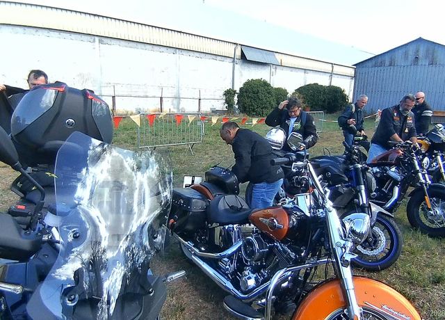 Customs et roadsters alignés à l'arrivée.